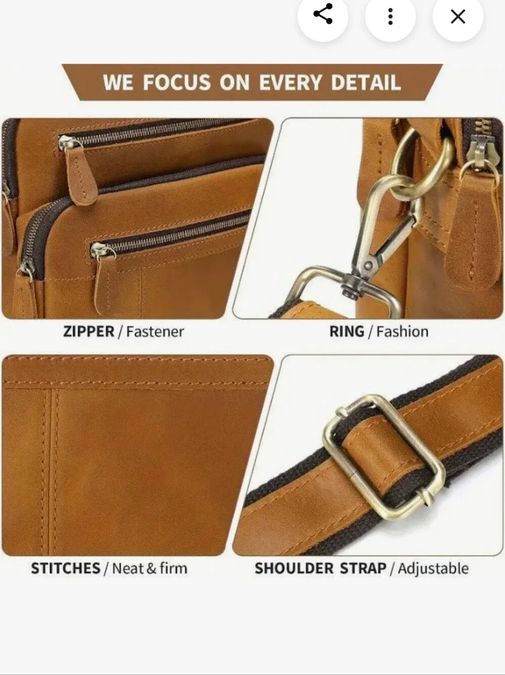 Jack & Chris Men's Compact Leather Crossbody Messanger Bag.